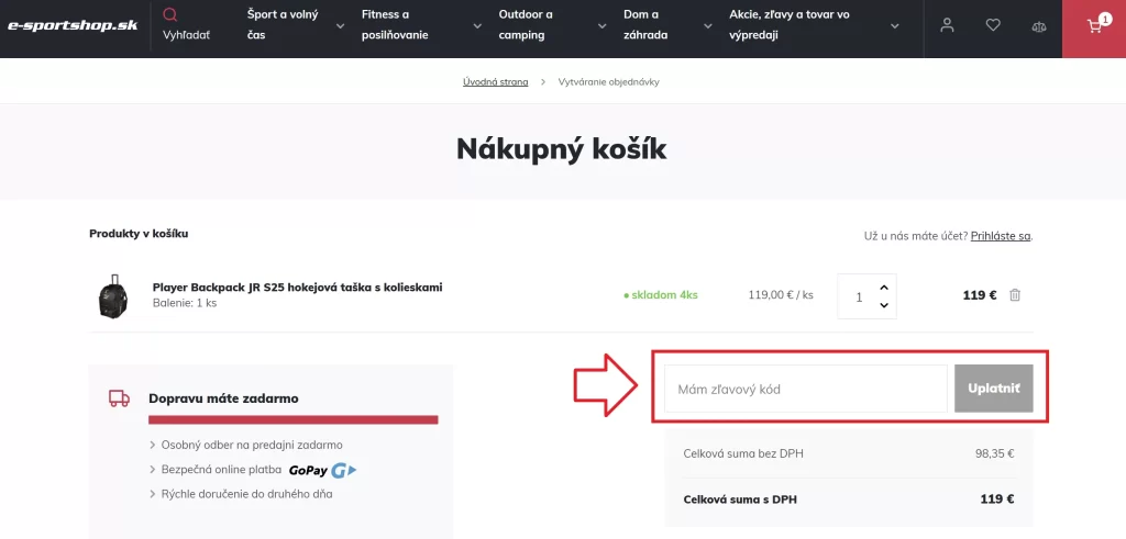 E-sportshop zľavový kupón