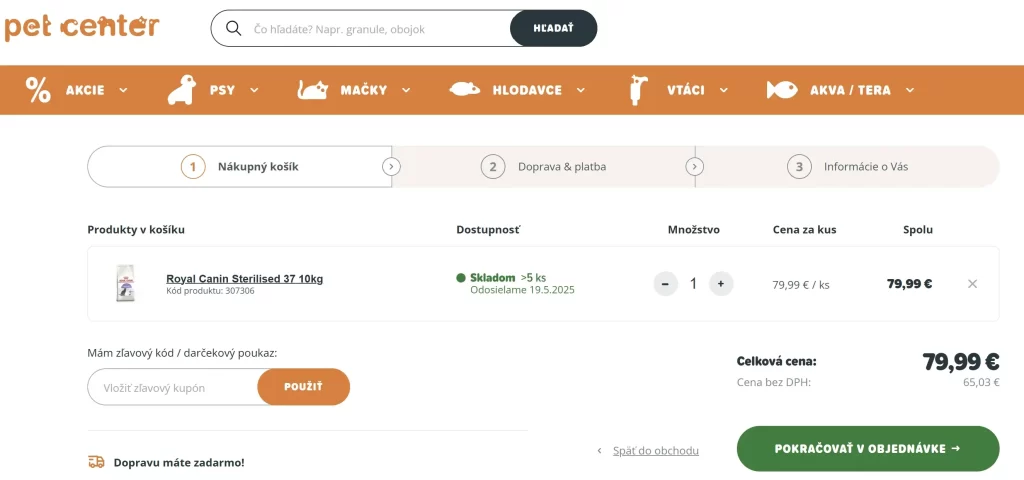 PetCenter zľavový kupón